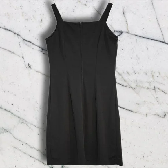 Square Neck Little Black Dress  Y2k 90's Grunge sz 5/6 - Picture 2 of 6